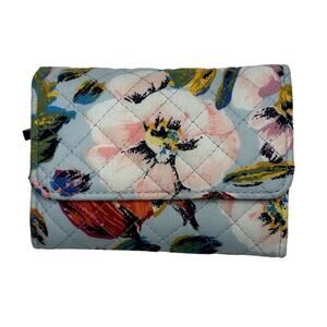 Vera Bradley Sea Air Floral RFID Riley Compact Wallet in Recycled Cotton